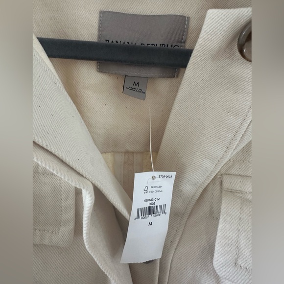 NEW Banana Republic Mia Denim Ivory Utility Button Front Dress Med, $198 Retail - Picture 3 of 6